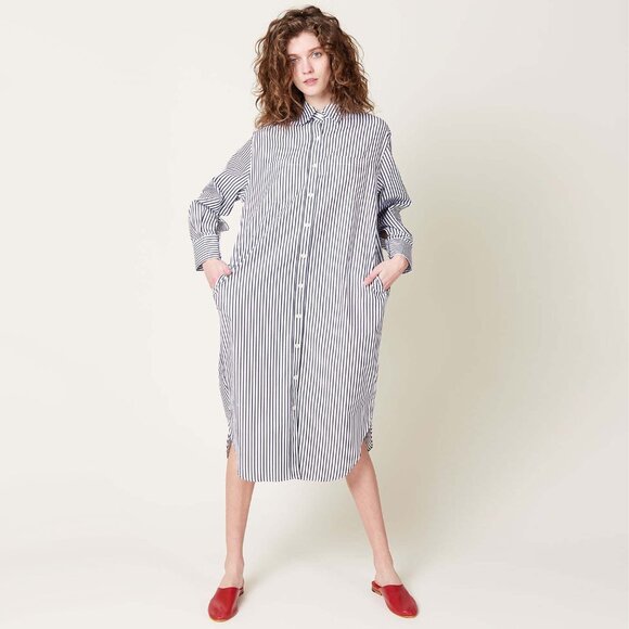 Maria McManus Striped Shirtdress in Black/White, size XS (fits size Small) - Picture 1 of 13